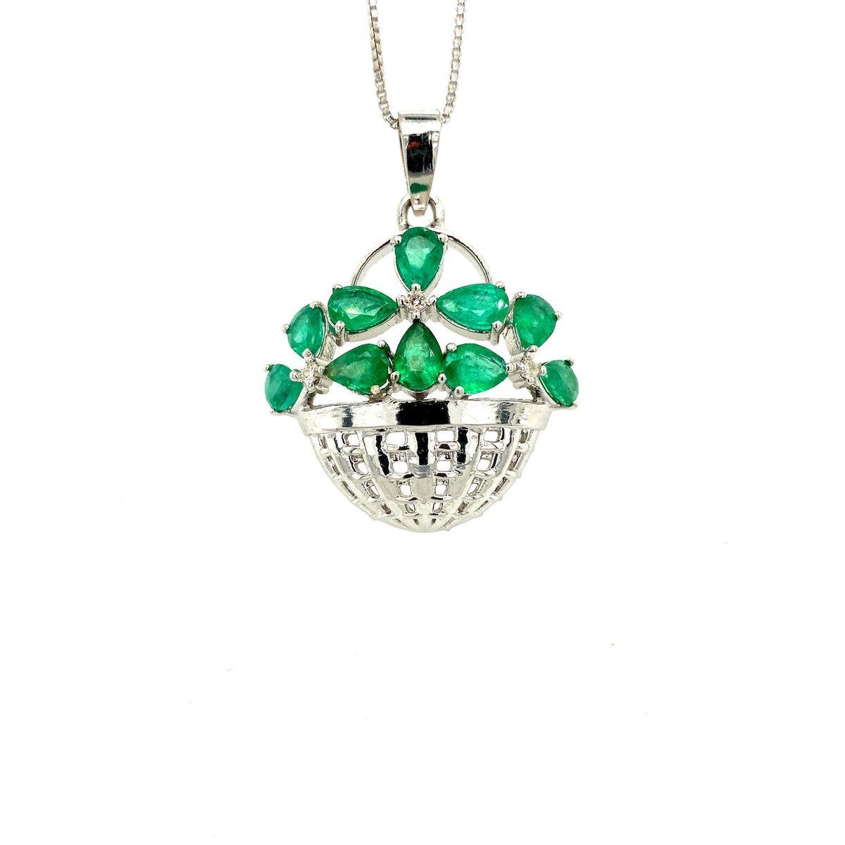 Emerald Pendant in .925 Sterling Silver - KSP 38823